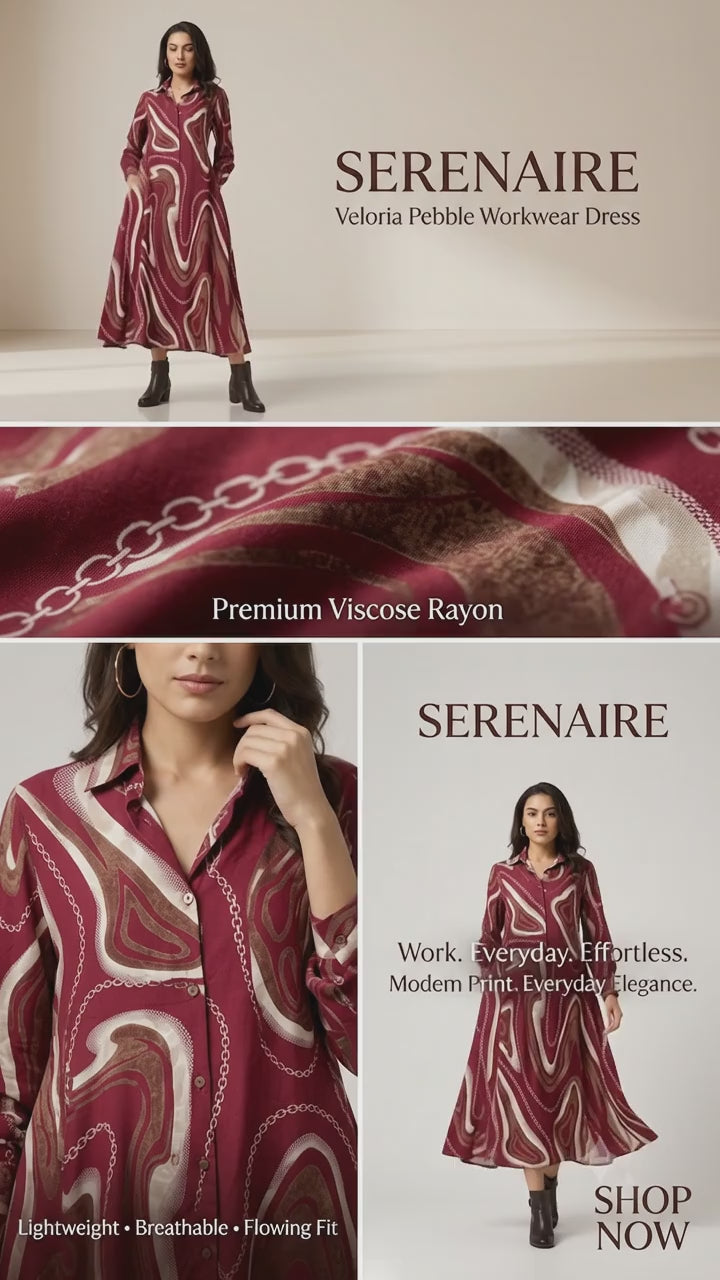 Serenaire Veloria Marble Chain Workwear Dress