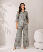 Serenaire Celeste Botanical Bloom Co-ord Set in Grey — look 3