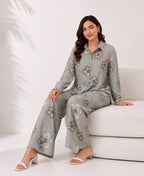 Serenaire Celeste Botanical Bloom Co-ord Set in Grey — look 4