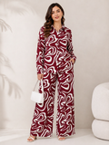 Serenaire Celeste Mystic Curve Co-ord Set in Maroon — look 1
