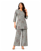 Serenaire Elara Blossom Cluster Tunic Co-ord Set in Grey — look 1