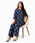 Serenaire Elara Buta Motif Tunic Co-ord Set in Navy Blue — look 1