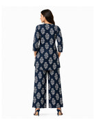 Serenaire Elara Buta Motif Tunic Co-ord Set in Navy Blue — look 2