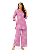Serenaire Elara Coral Bloom Tunic Co-ord Set in Pink — look 1