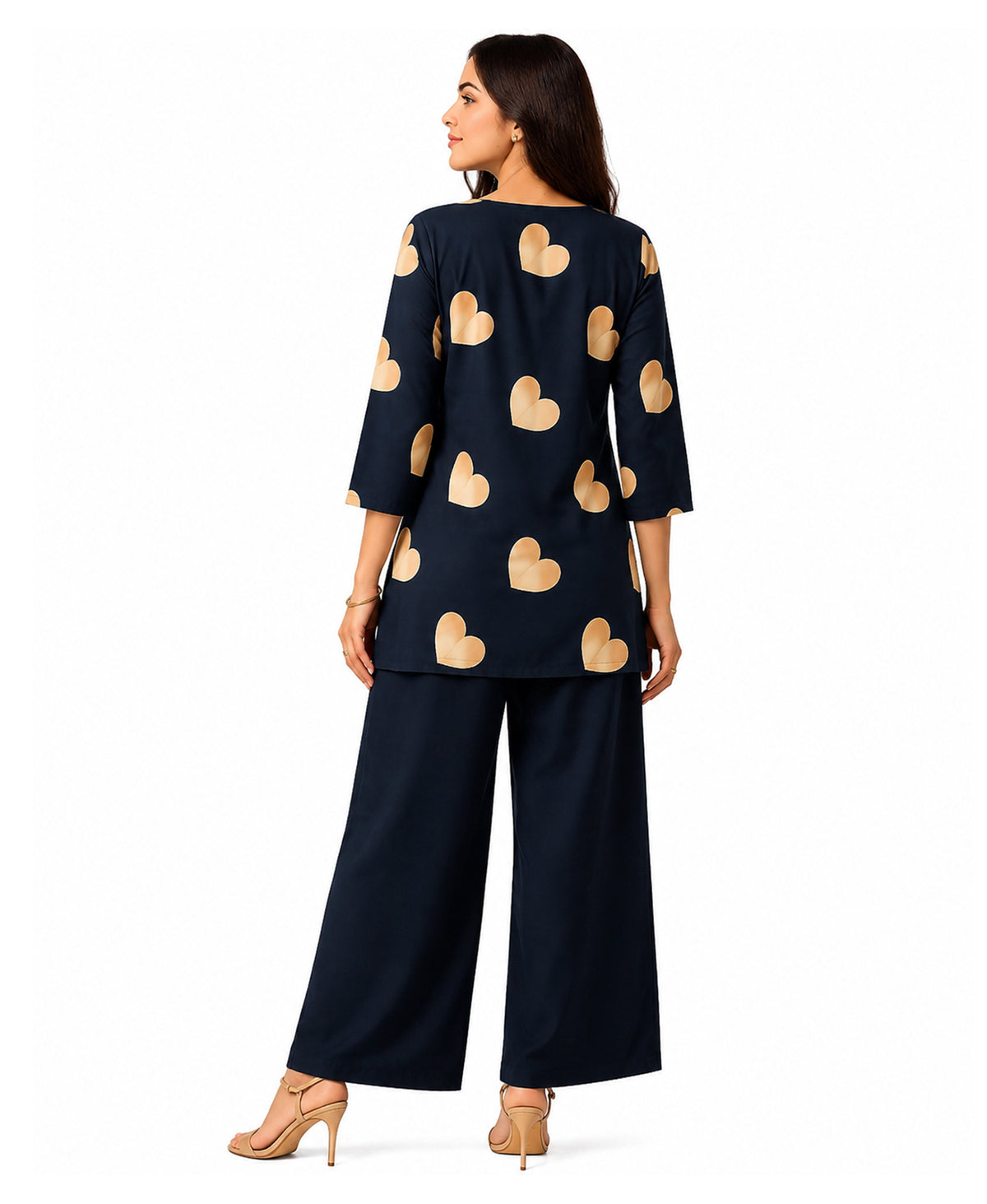 Serenaire Elara Heart Motif Tunic Co-ord Set in Navy Blue — look 5