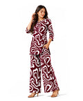 Serenaire Elara Ribbon Swirl Tunic Co-ord Set in Maroon — look 1