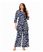 Serenaire Elara Ribbon Swirl Tunic Co-ord Set in Navy Blue — look 2