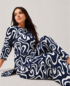 Serenaire Elara Ribbon Swirl Tunic Co-ord Set in Navy Blue — look 3