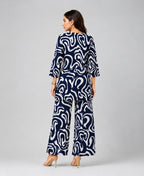 Serenaire Elara Ribbon Swirl Tunic Co-ord Set in Navy Blue — look 4