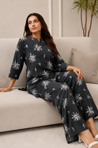 Serenaire Elara Starburst Tunic Co-ord Set in Black — look 4