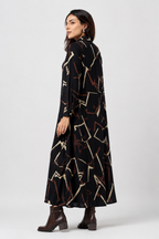 Serenaire Veloria Angular Workwear Dress in Black — side view
