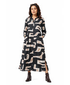 Serenaire Veloria Cutout Workwear Dress in Black — front view