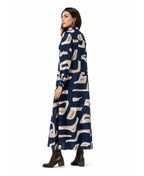 Serenaire Veloria Cutout Workwear Dress in Navy Blue — front view