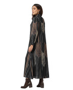 Serenaire Veloria Ikat Stripe Workwear Dress in Black — side view