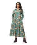 Serenaire Veloria Mosaic Workwear Dress in Teal Green — front view