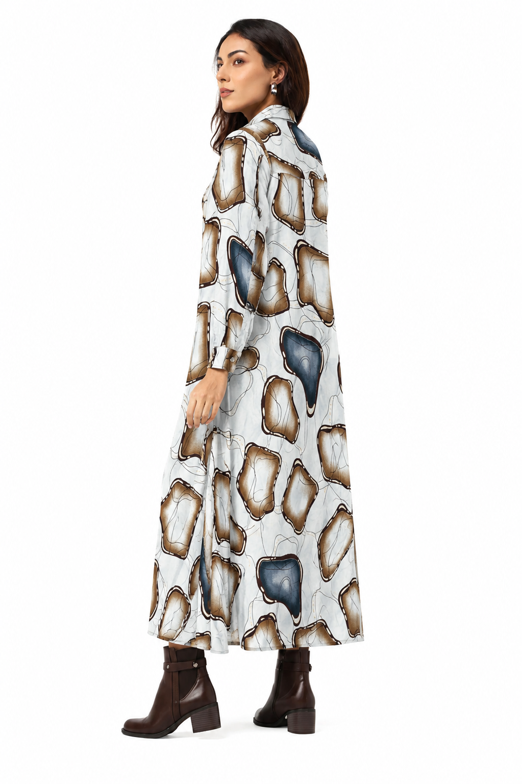 Serenaire Veloria Pebble Workwear Dress in White — front view