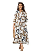 Serenaire Veloria Pebble Workwear Dress in White — front view with bag
