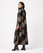 Serenaire Veloria Skeleton Leaf Workwear Dress in Black — side view