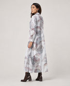 Serenaire Veloria Skeleton Leaf Workwear Dress in Ivory — three-quarter view