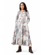 Serenaire Veloria Skeleton Leaf Workwear Dress in Ivory — front view