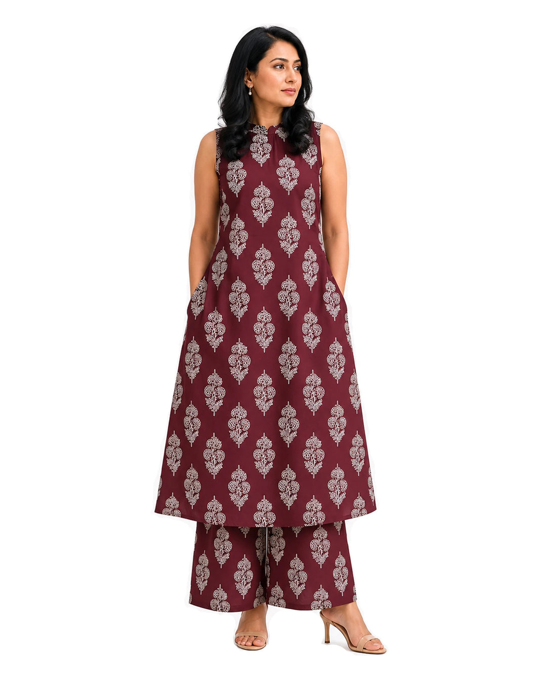 Serenaire Zerelle Floral Buta Sleeveless Kurthi Set